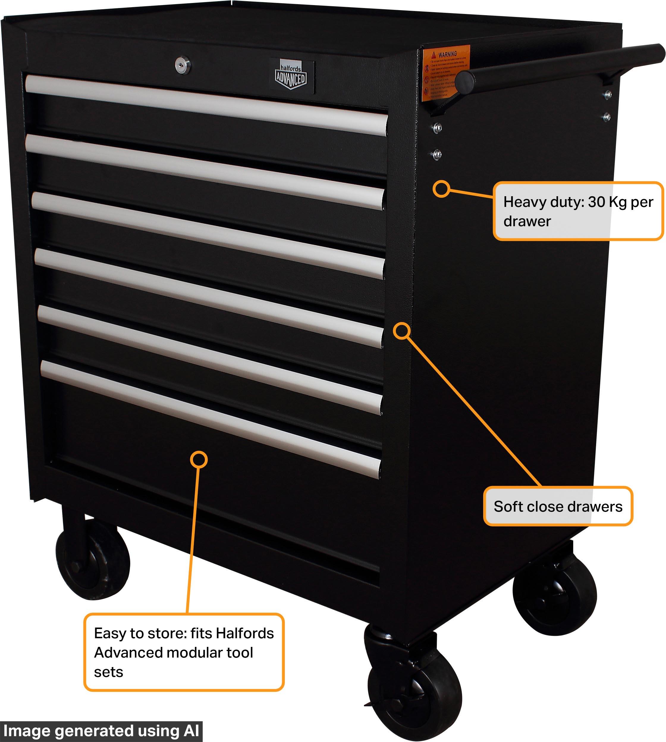 Halfords Advanced 6 Drawer Tool Cabinet - Black