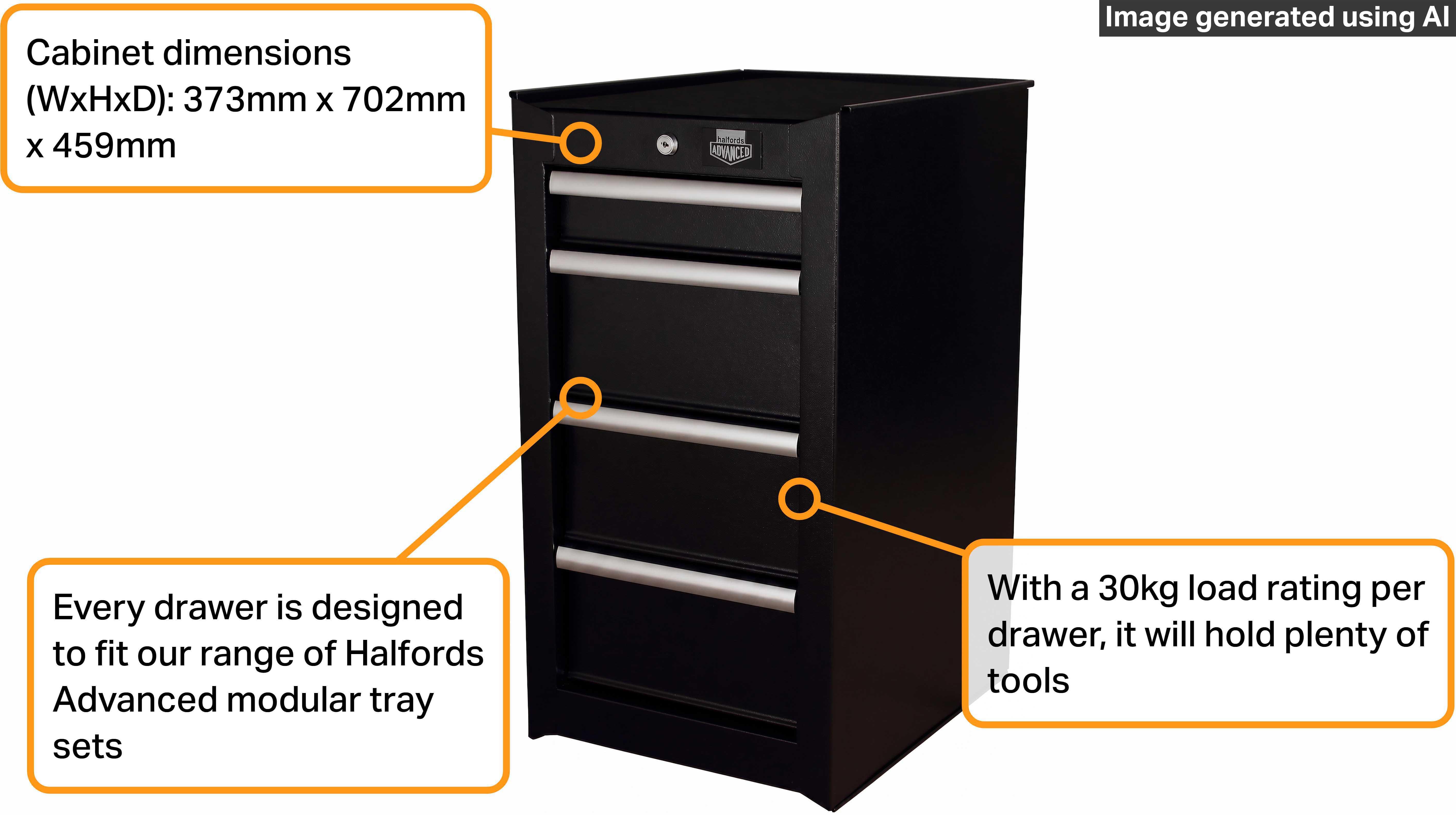 Halfords Advanced 4 Drawer Side Cabinet