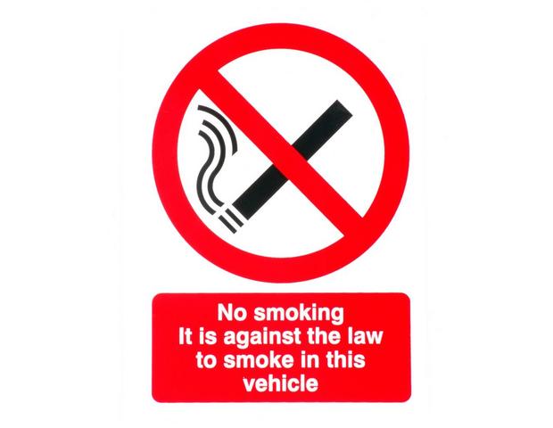 10 X ROUND "NO SMOKING" STICKERS DOUBLE SIDED VIEW BOTH SIDES 