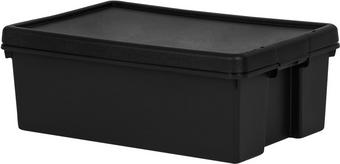 5 x 36L Heavy Duty Storage Boxes With Lid Black Recycled Plastic Containers  Home