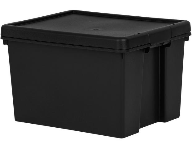 5 x 36L Heavy Duty Storage Boxes With Lid Black Recycled Plastic Containers  Home
