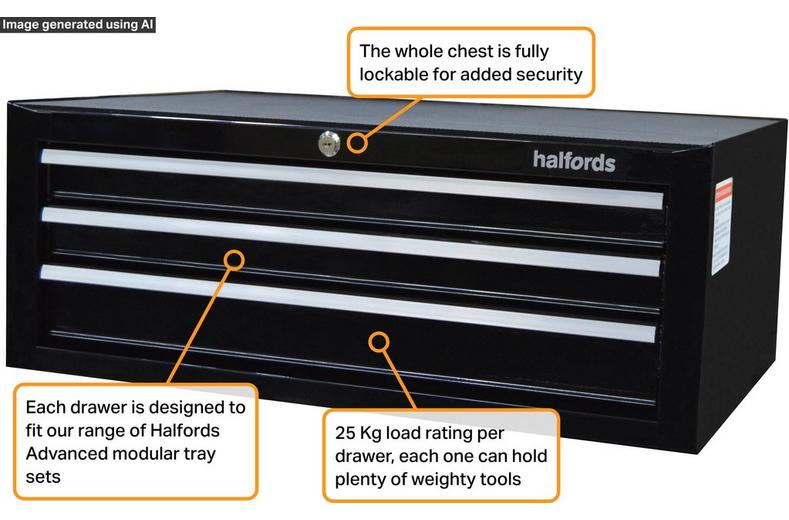 Halfords 3 Drawer Middle Chest - Black Halfords 3 Drawer Middle Chest - Black