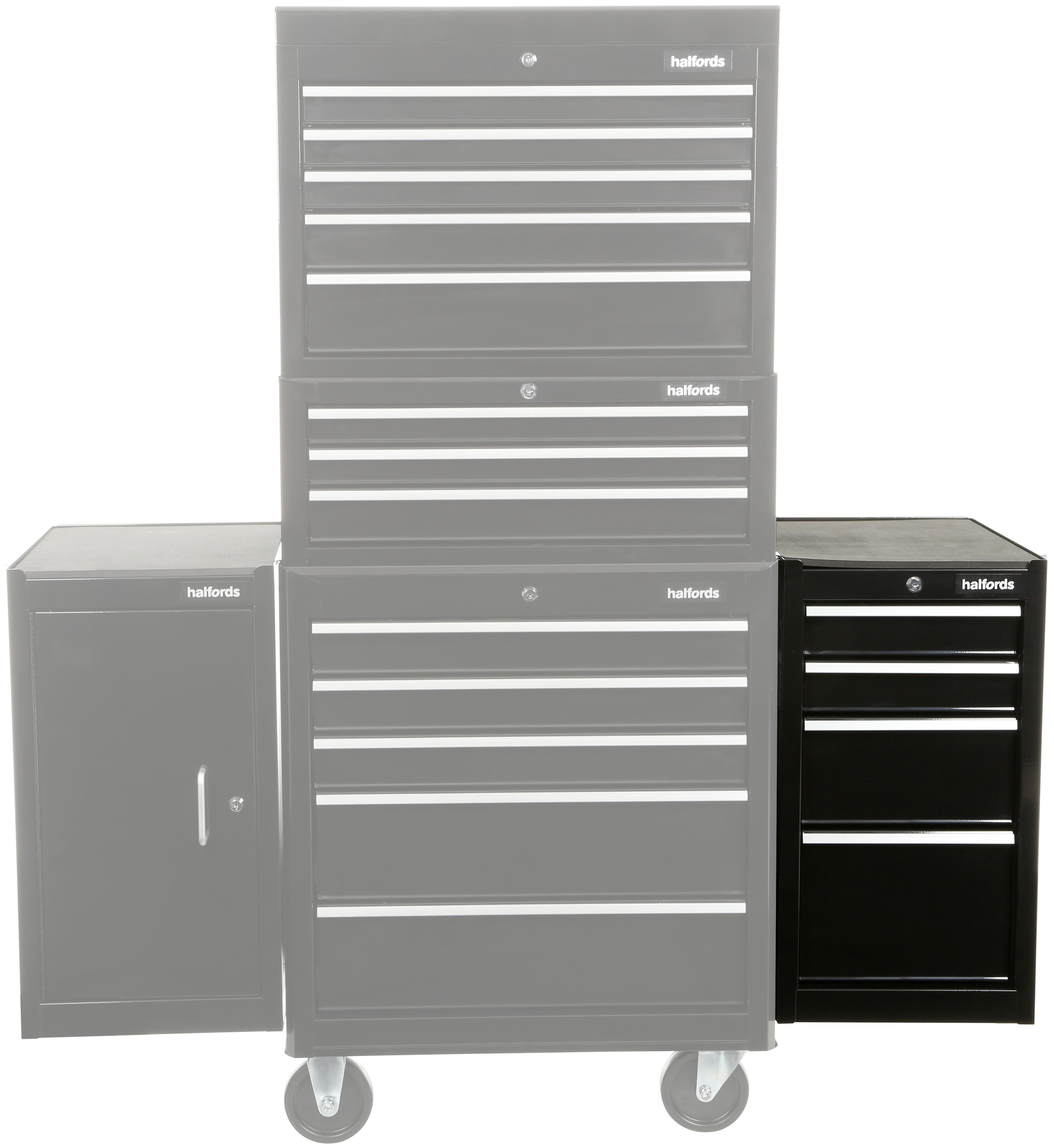 Halfords 4 Drawer Side Cabinet - Black