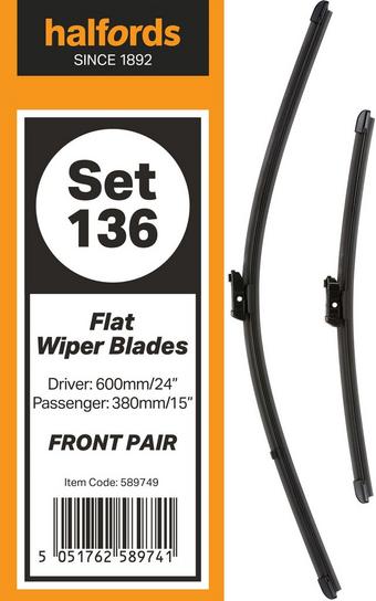 Halfords Flat Wiper Set 136