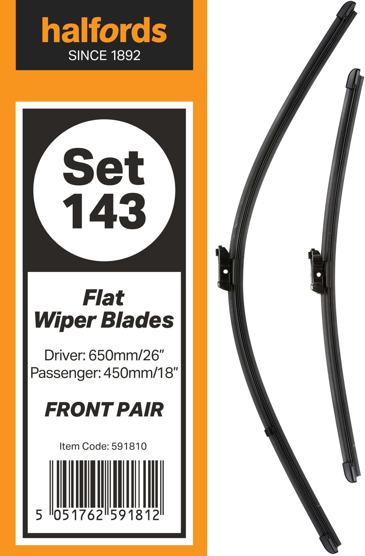 Halfords Flat Wiper Set 143