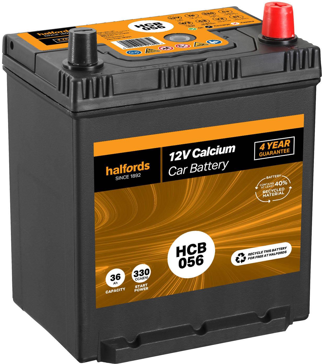 Halfords HB056 Lead Acid 12V Car Battery 3 Year Guarantee | Halfords UK