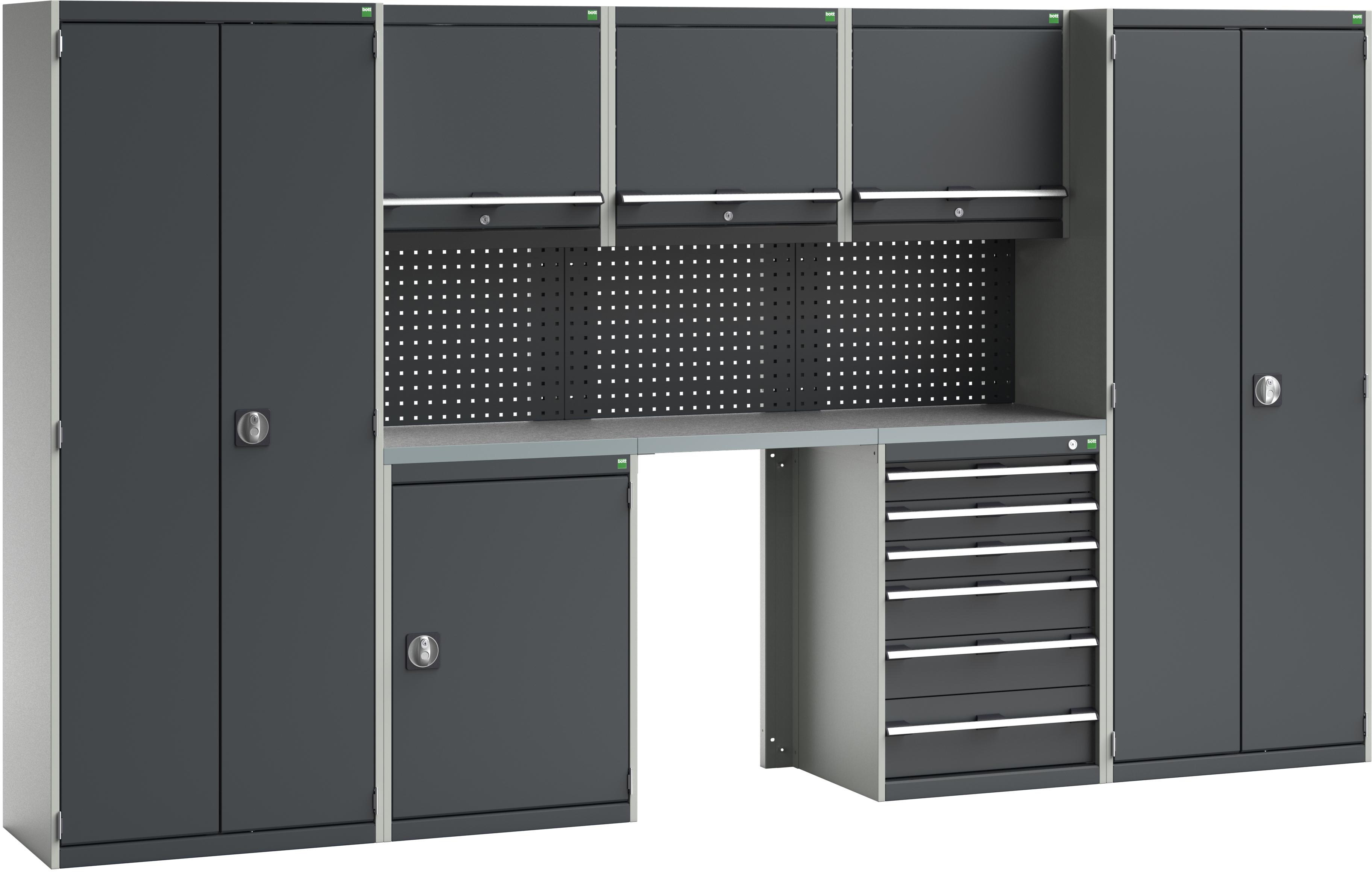 Bott Cubio Complete 7 Unit Garage Storage Set With Tall Cupboards