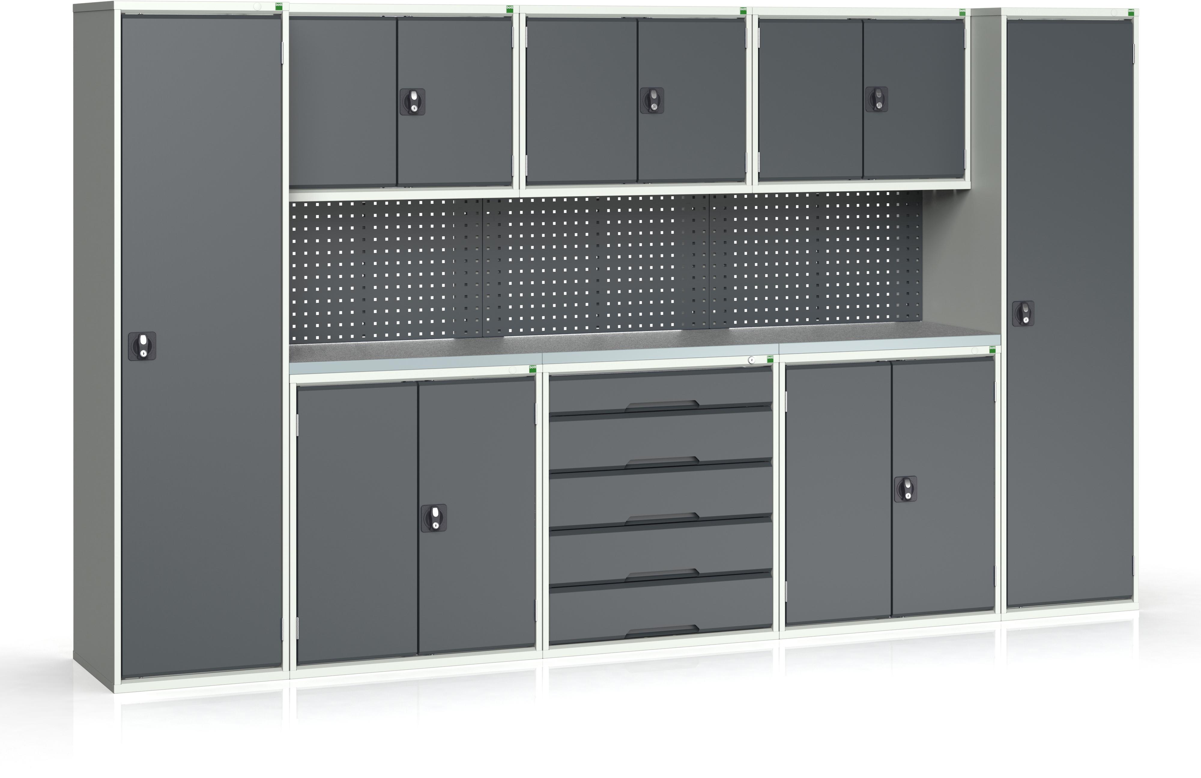 Bott Verso Complete 8 Unit Garage Storage Set With Tall Cupboards