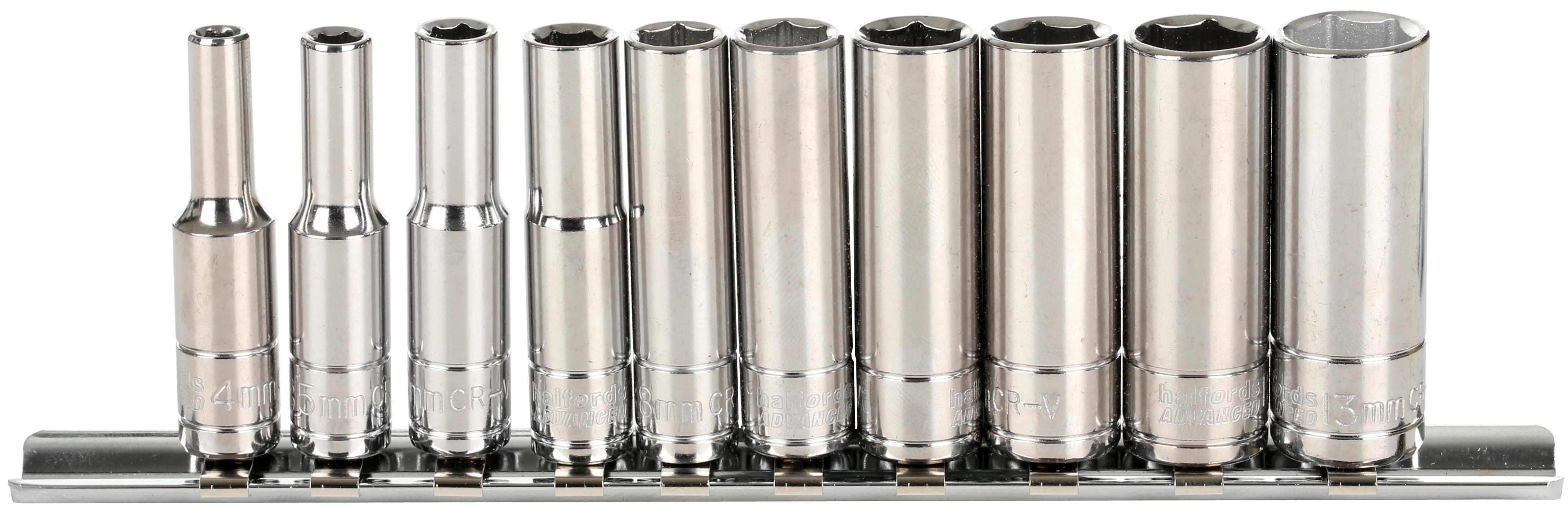 Halfords Advanced 10 Piece 1/4" Drive Deep Socket Rail