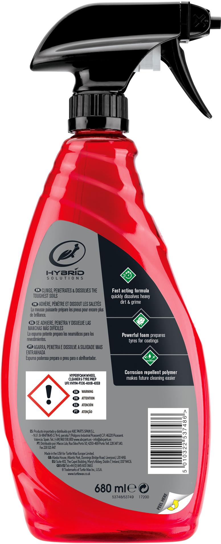 Turtle Wax Hybrid Solutions Hyper Foam Wheel Cleaner & Tyre Prep 680ml