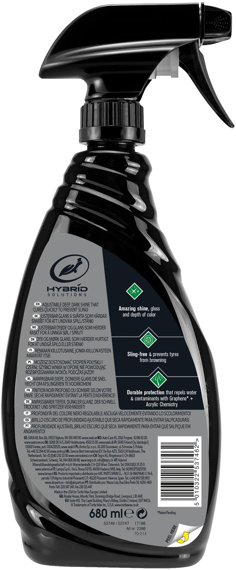 Turtle Wax Hybrid Solutions Graphene Acrylic Tyre Shine Spray Coating 680ml