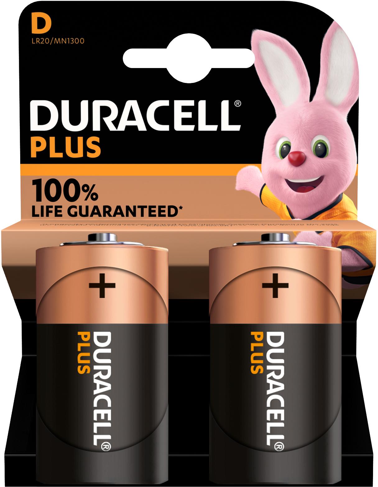 Duracell +100% Plus Power D - 2 Pack