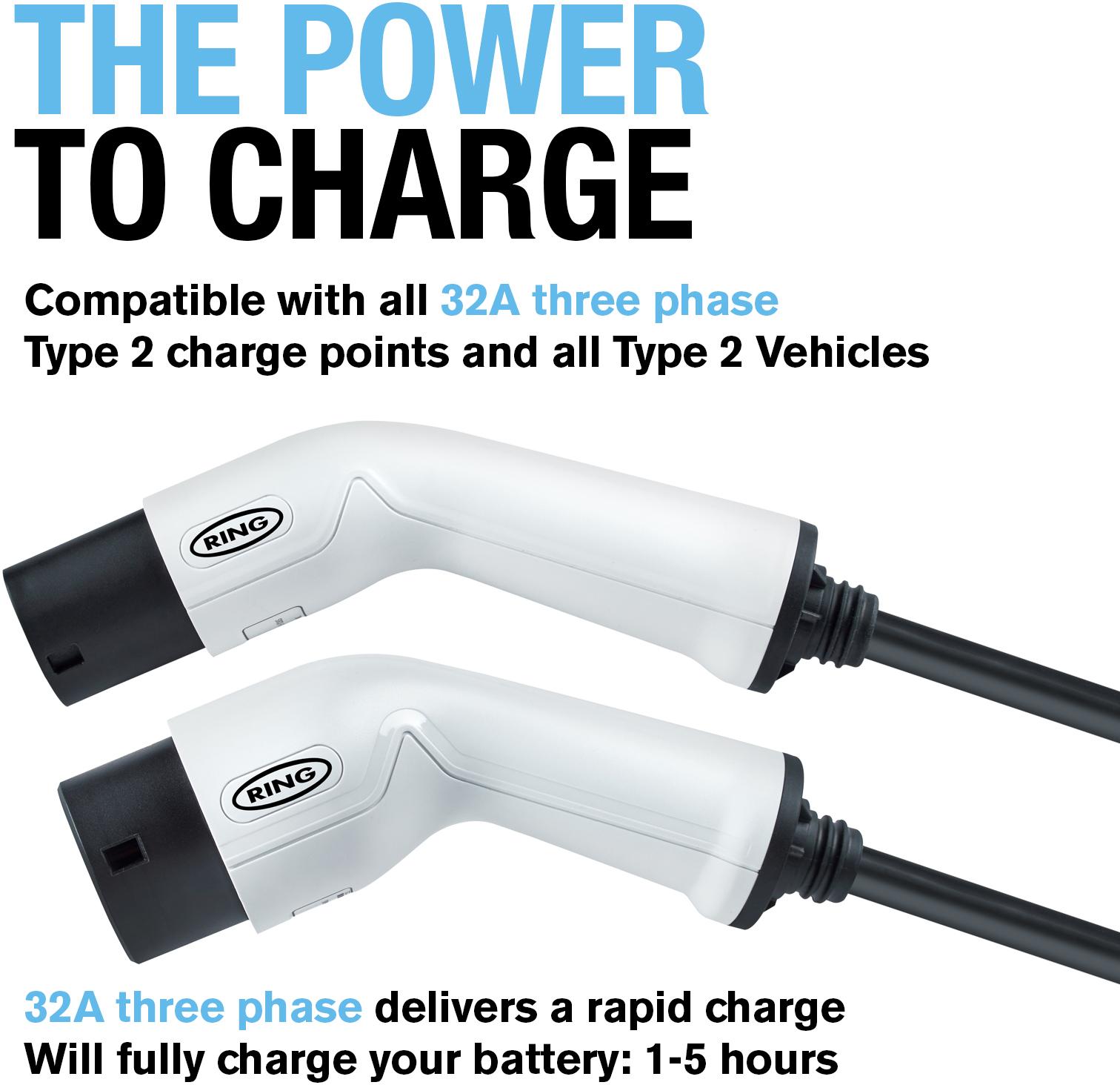 Ring EV Charge Cable Type2 2 3ph 32A 5m