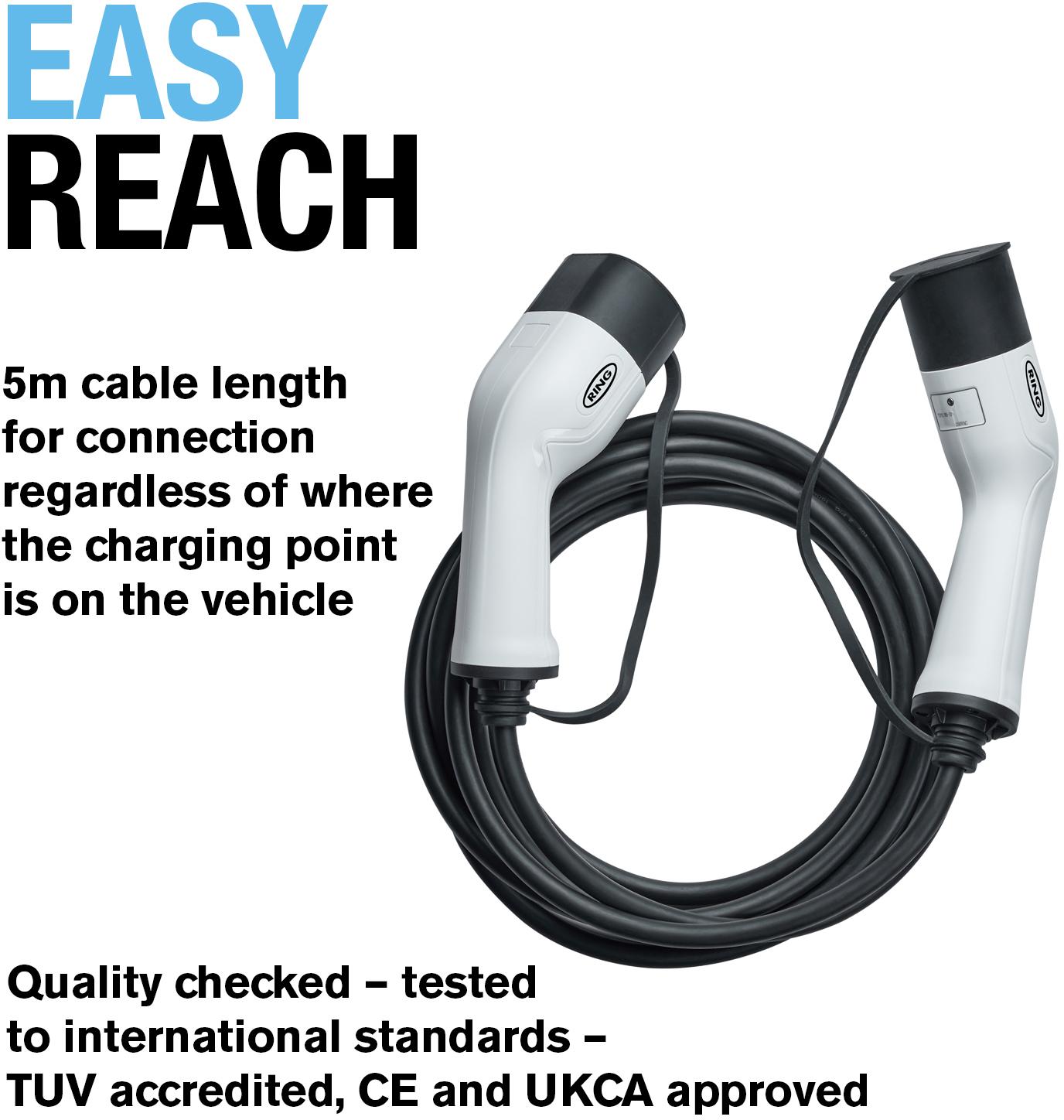 Ring EV Charge Cable Type2 2 3ph 32A 5m