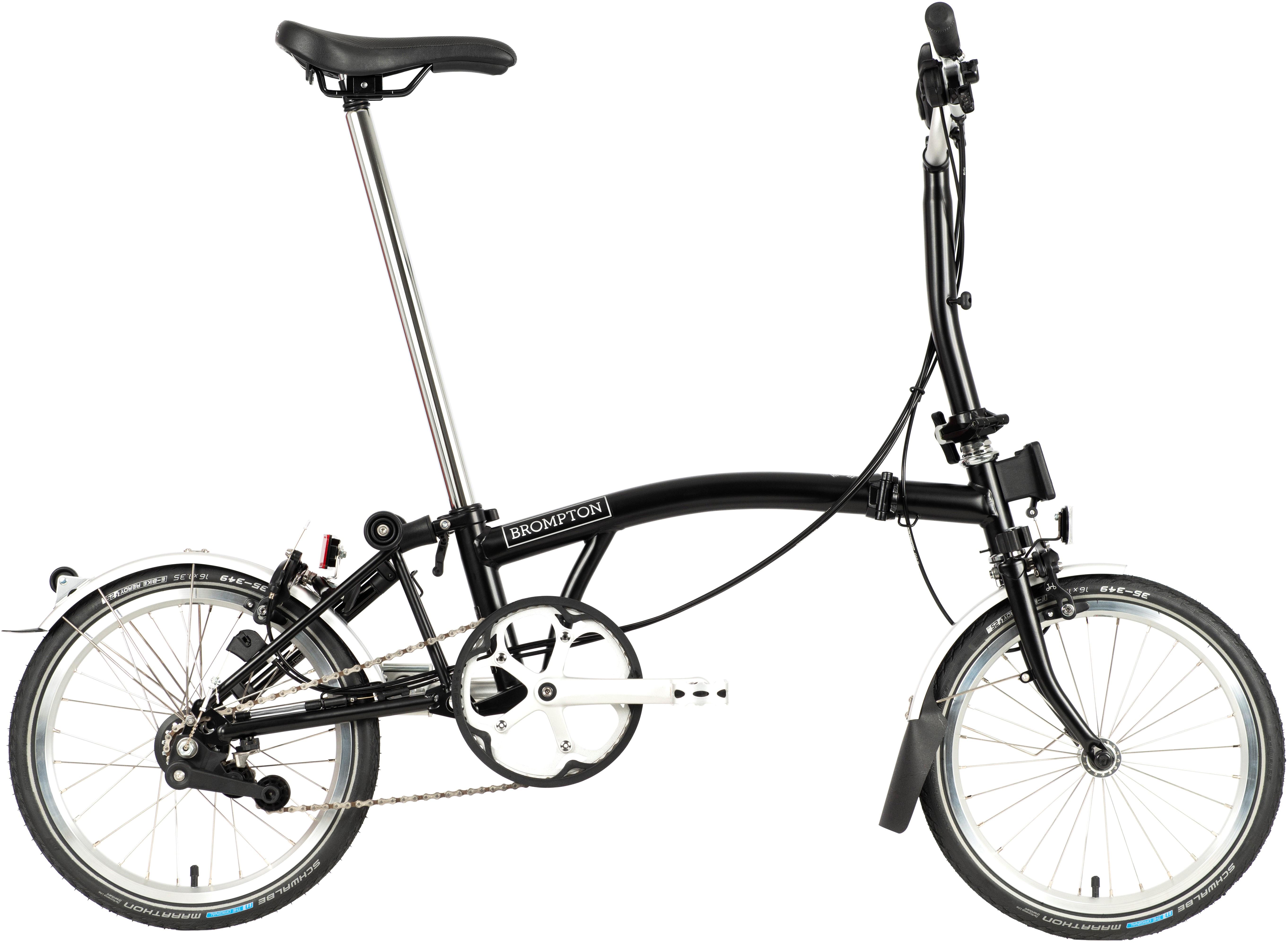 Brompton C Line Explore Mid Bar with Dynamo Hub Folding Bike - Black - 16" Wheel