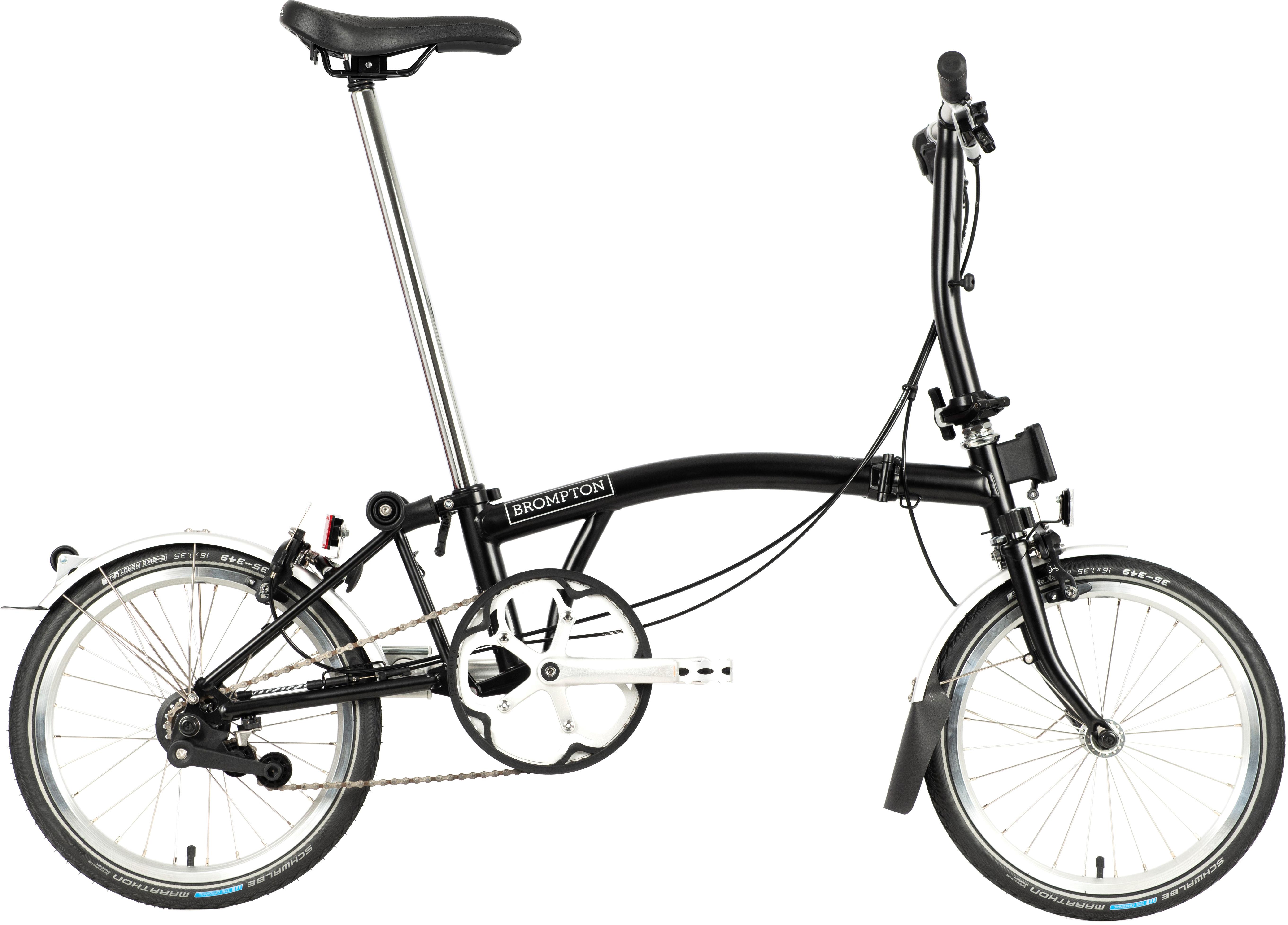 Brompton C Line Utility Low Handlebar Folding Bike - Black - 16 Inch Wheel