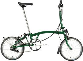 Halfords Brompton C Line Utility Mid Handlebar Folding Bike - Racing Green - 16 inch Wheel | Extra 8% off for BC Members