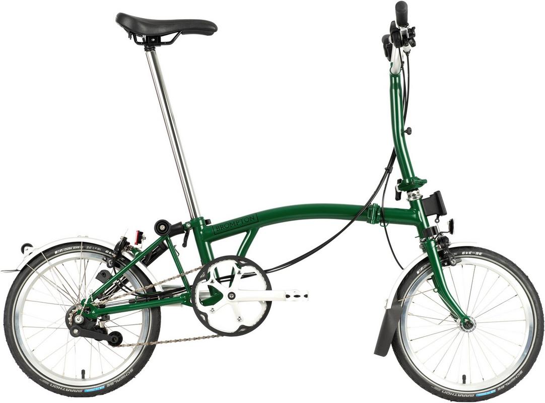 Halfords Brompton C Line Utility Mid Handlebar Folding Bike - Racing Green - 16 inch Wheel | Extra 8% off for BC Members
