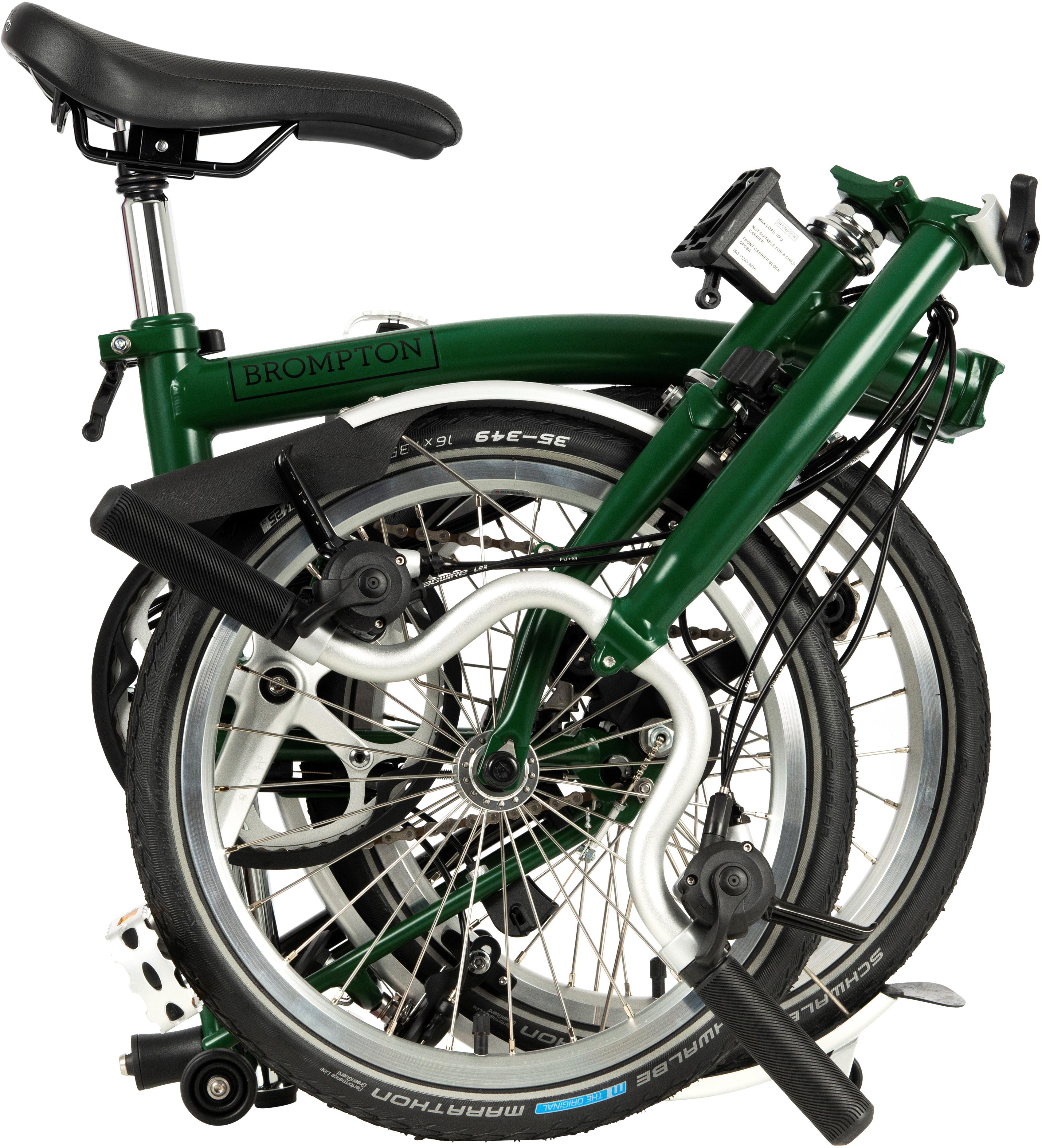 Ex-Display Brompton C Line Utility Mid Handlebar Folding Bike, Racing Green - 16" Wheel