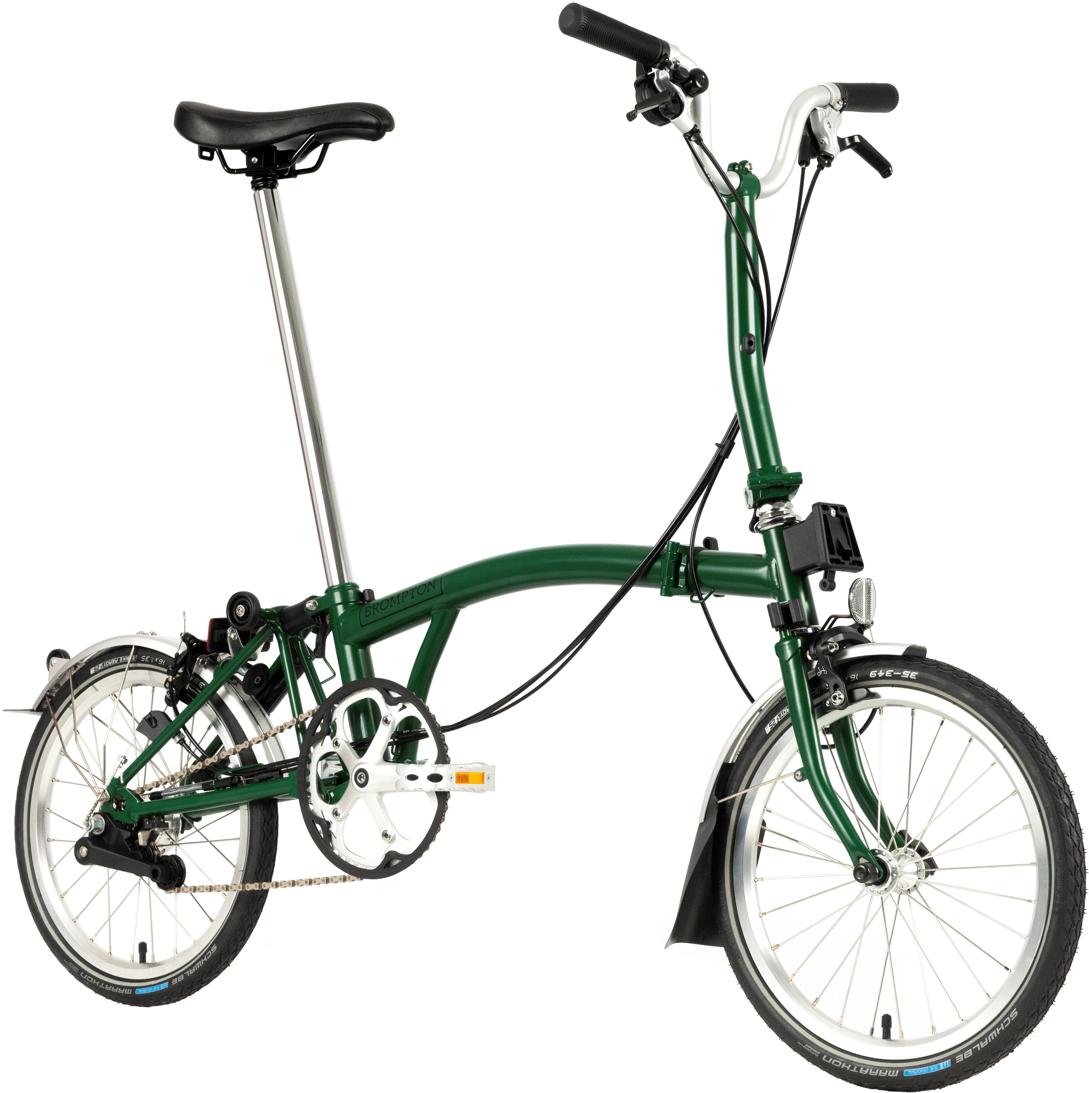 Ex-Display Brompton C Line Utility Mid Handlebar Folding Bike, Racing Green - 16" Wheel