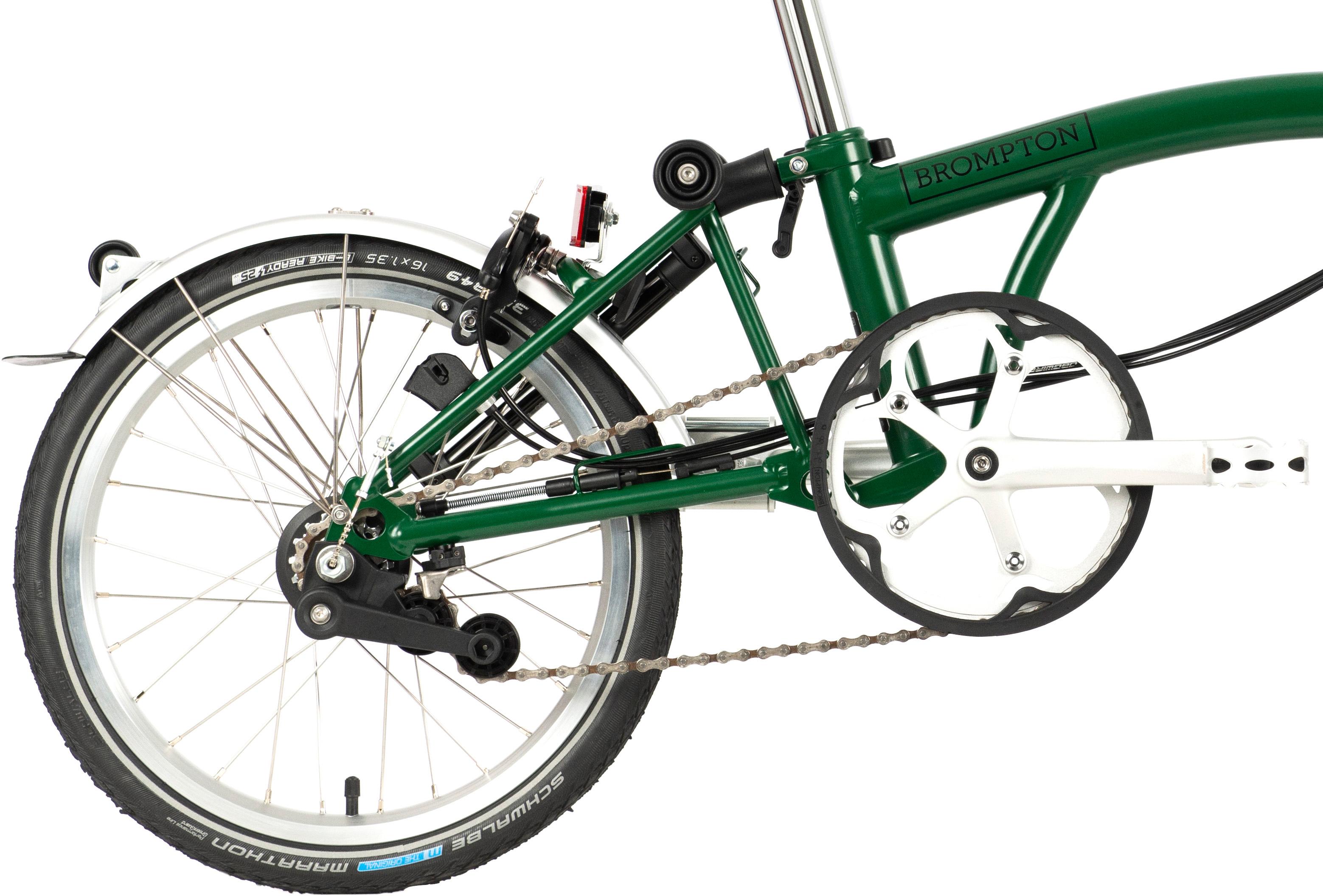 Ex-Display Brompton C Line Utility Mid Handlebar Folding Bike, Racing Green - 16" Wheel