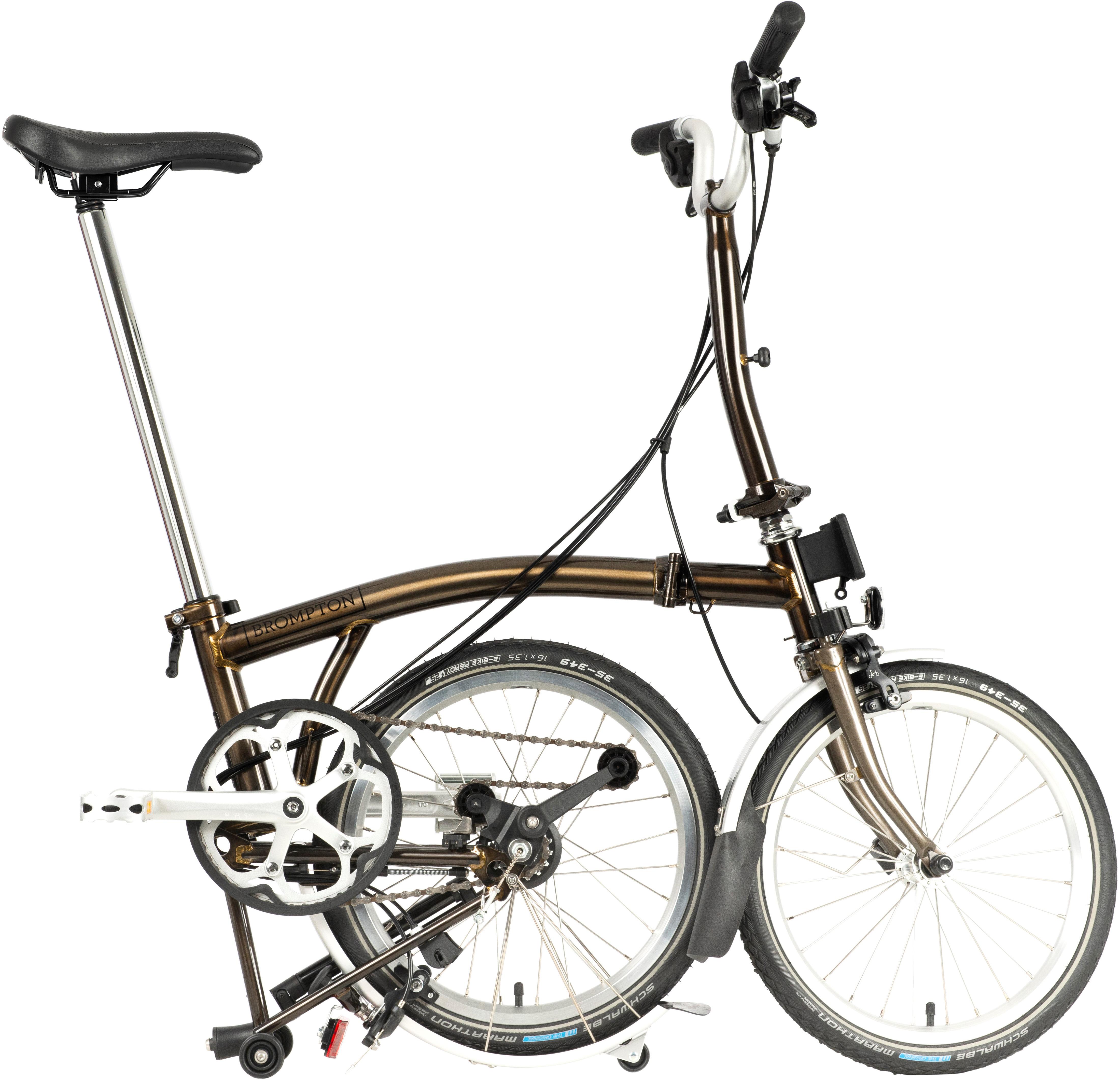 Ex-Display Brompton C Line Explore Mid Handlebar Folding Bike, Black Lacquer - 16" Wheel
