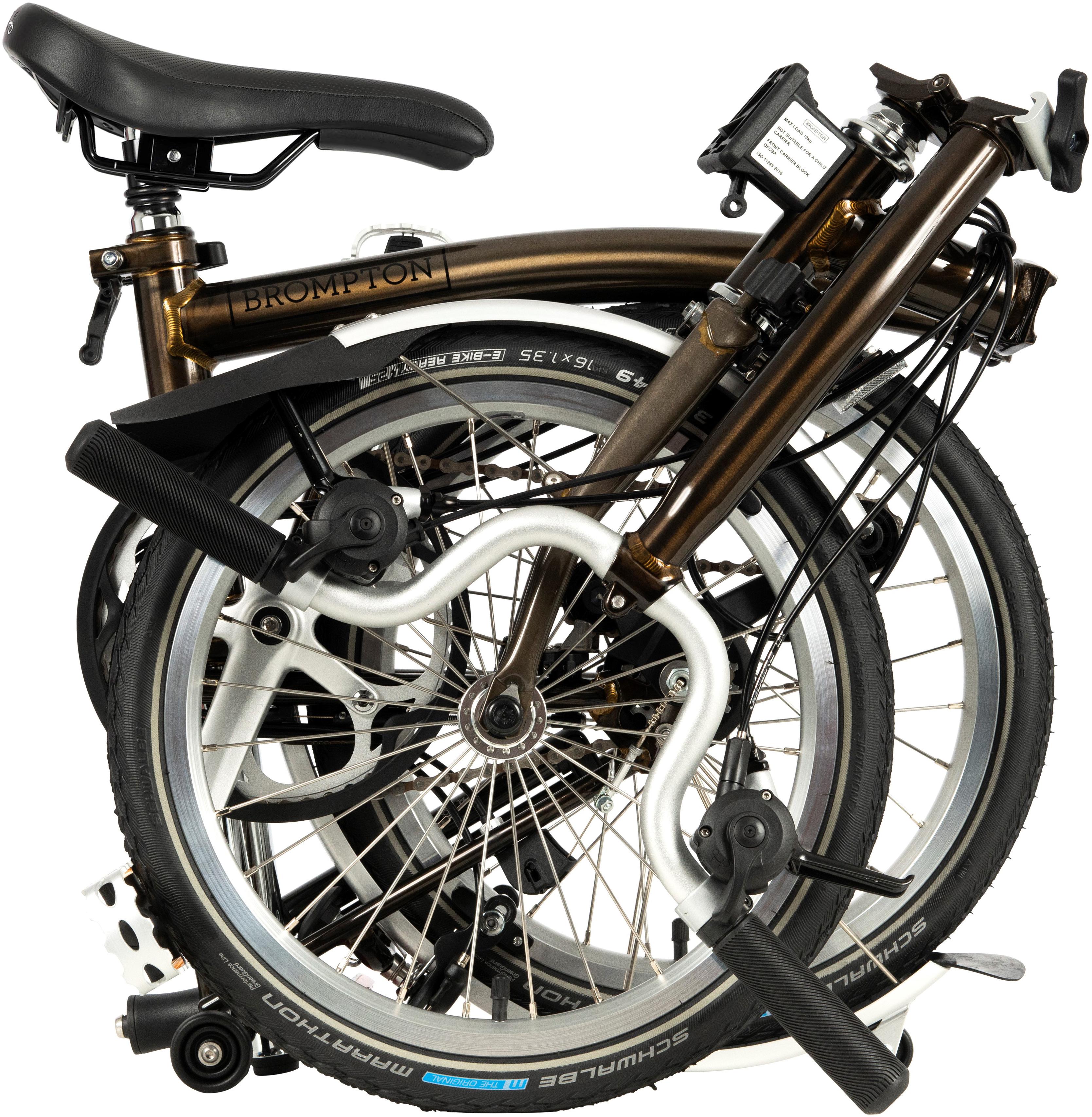 Ex-Display Brompton C Line Explore Mid Handlebar Folding Bike, Black Lacquer - 16" Wheel