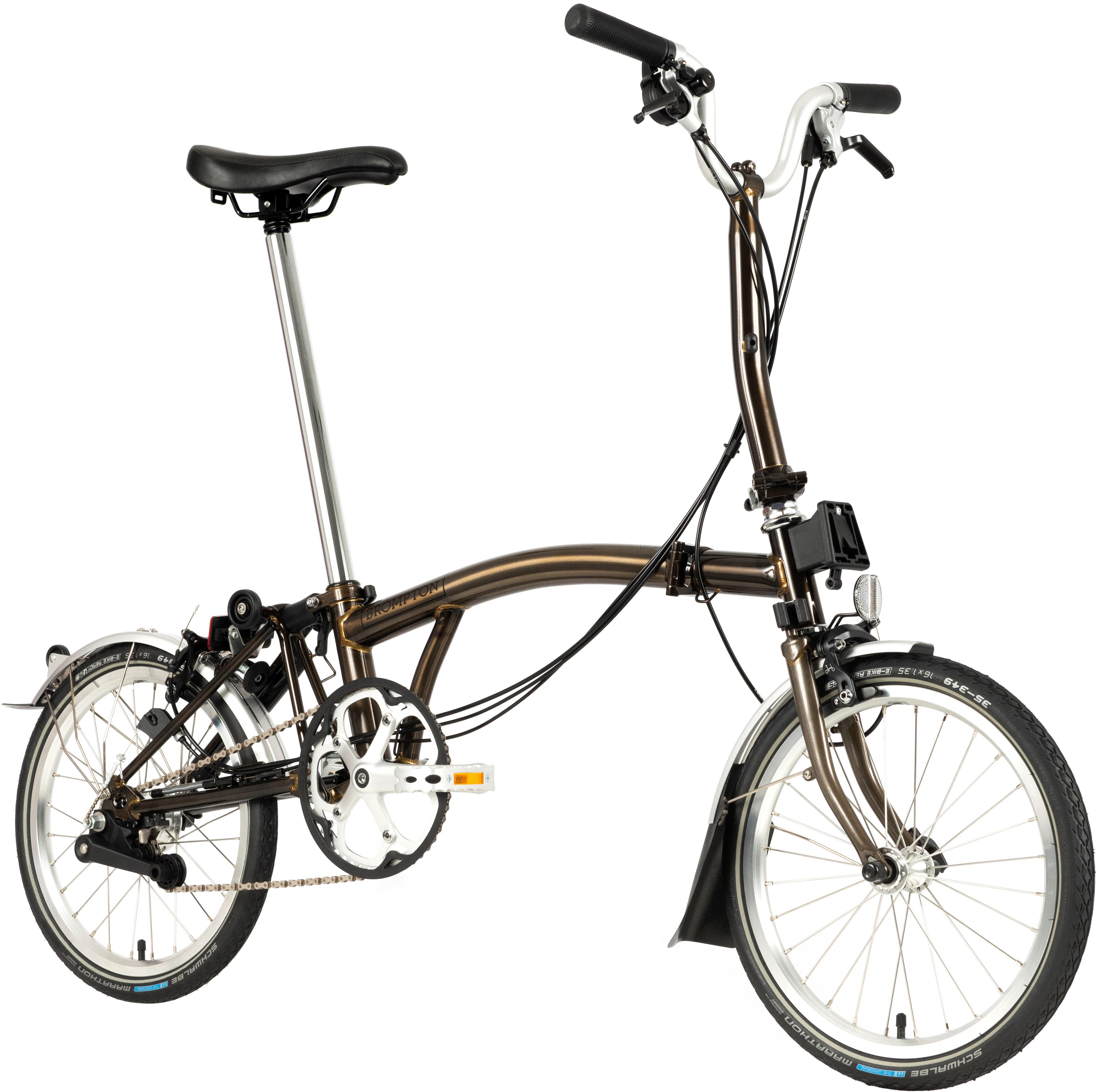 Ex-Display Brompton C Line Explore Mid Handlebar Folding Bike, Black Lacquer - 16" Wheel