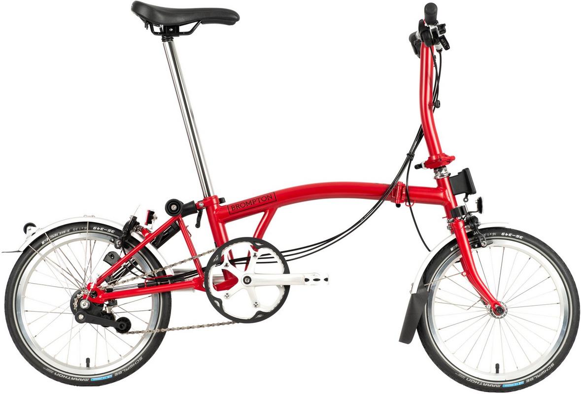 Halfords Brompton C Line Urban Low Handlebar Folding Bike - House Red - 16 inch Wheel | Extra 8% off for BC Members