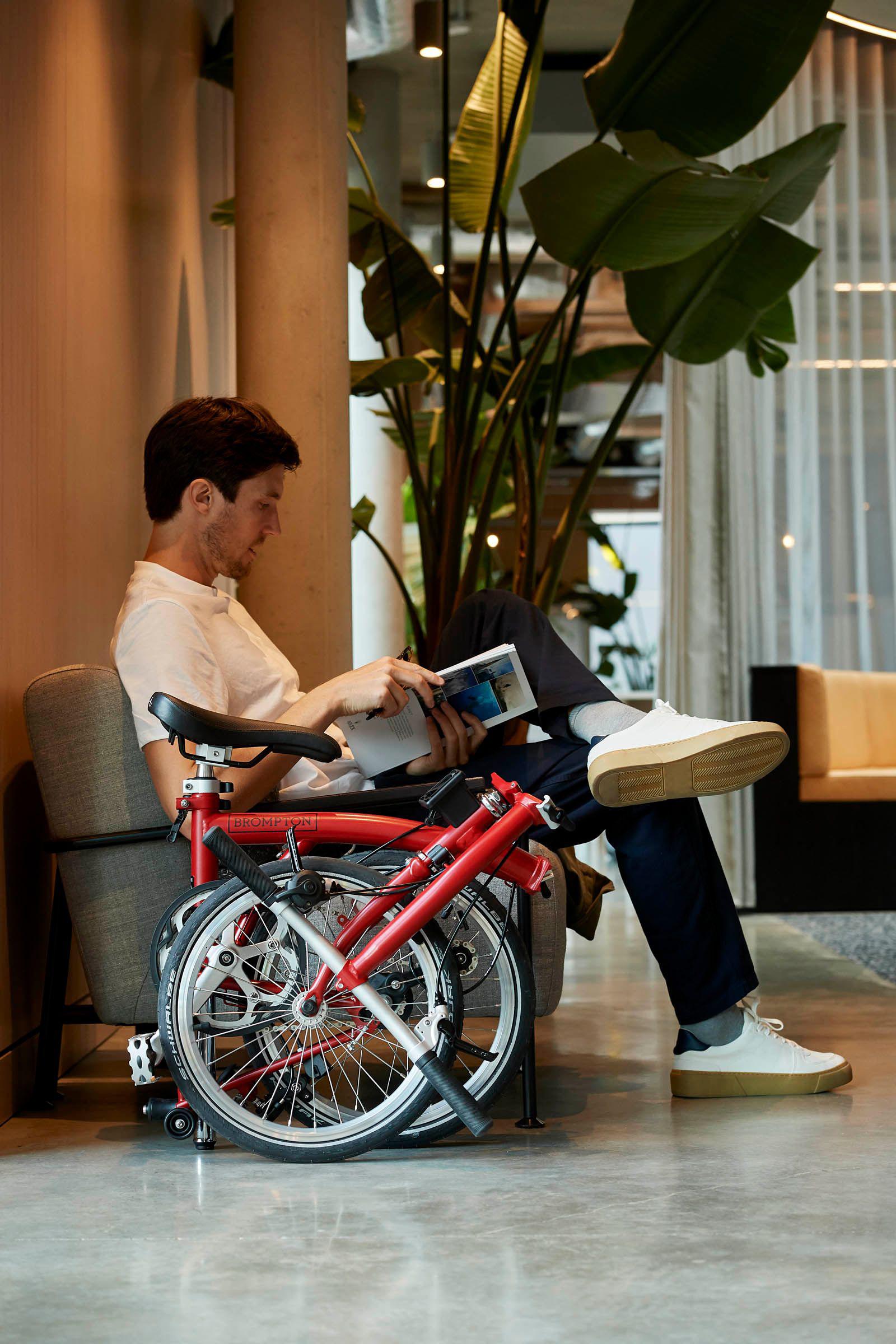Ex-Display Brompton C Line Urban Low Handlebar Folding Bike, House Red - 16" Wheel