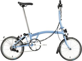 Ex-Display Brompton C Line Utility Mid Handlebar Folding Bike, Cloud Blue - 16" Wheel