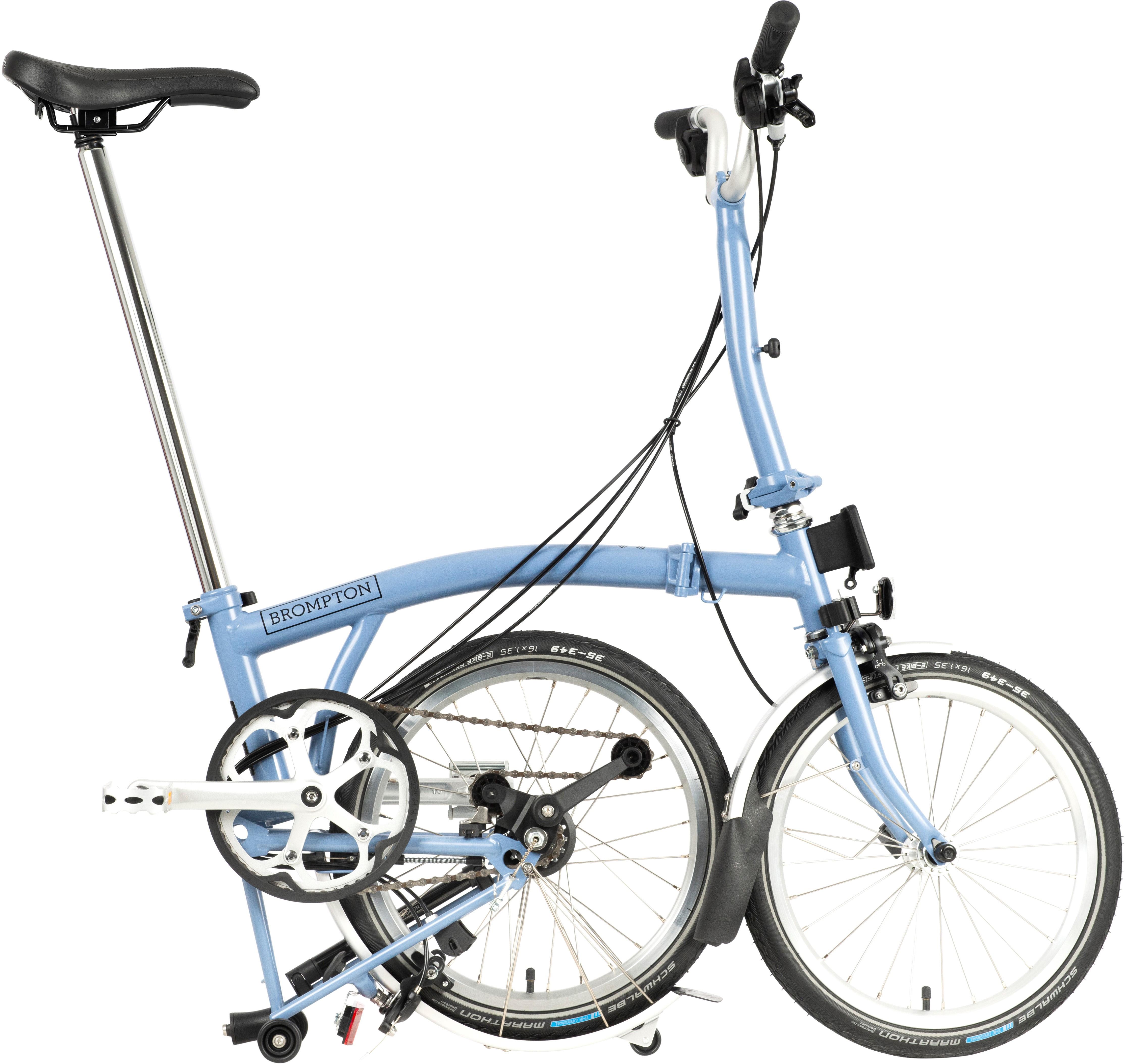 Ex-Display Brompton C Line Utility Mid Handlebar Folding Bike, Cloud Blue - 16" Wheel