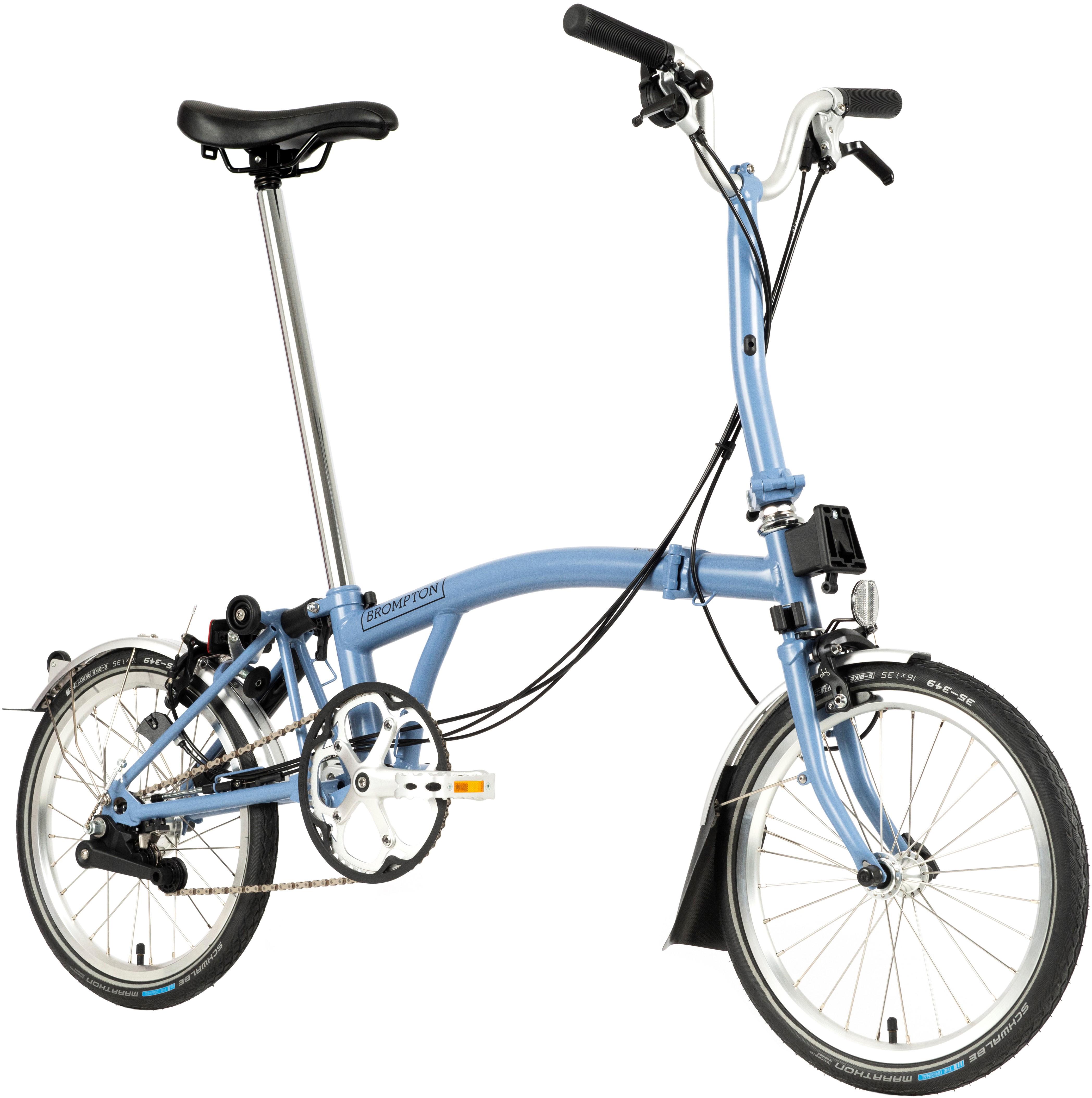 Ex-Display Brompton C Line Utility Mid Handlebar Folding Bike, Cloud Blue - 16" Wheel