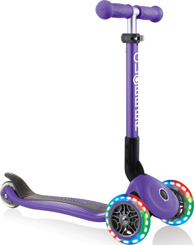 Halfords Globber Junior Foldable Lights Kids Scooter - Violet | Extra 8% off for BC Members