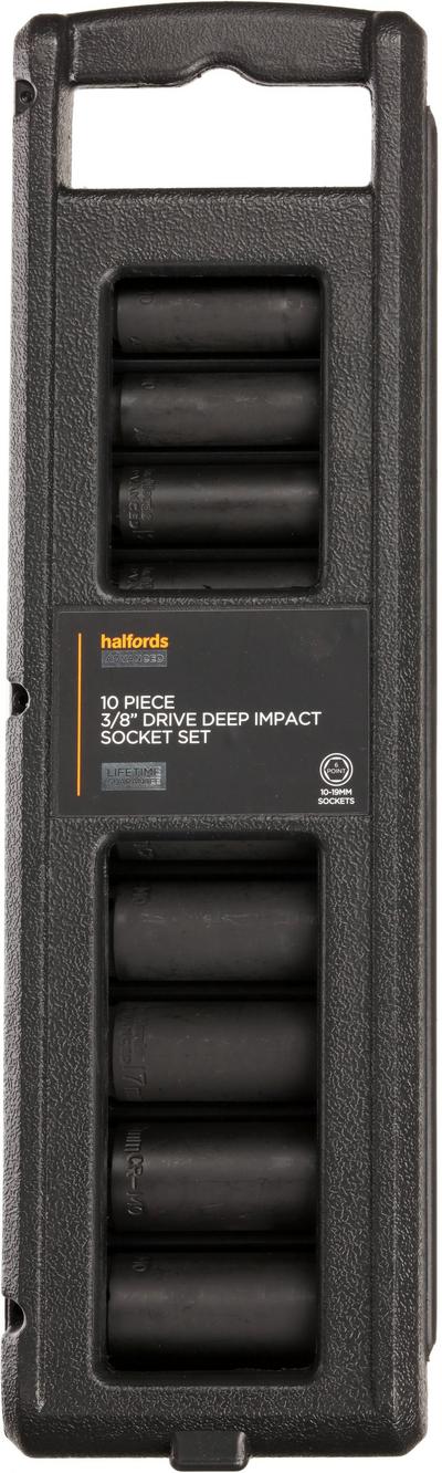 Halfords Advanced 10 Piece 3/8” Drive Impact Deep Socket Rail Set Halfords Advanced 10 Piece 3/8” Drive Impact Deep Socket Rail Set
