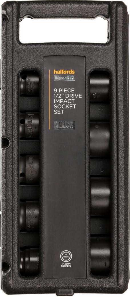 Halfords Advanced 9 Piece 1/2” Drive Impact Socket Rail Set