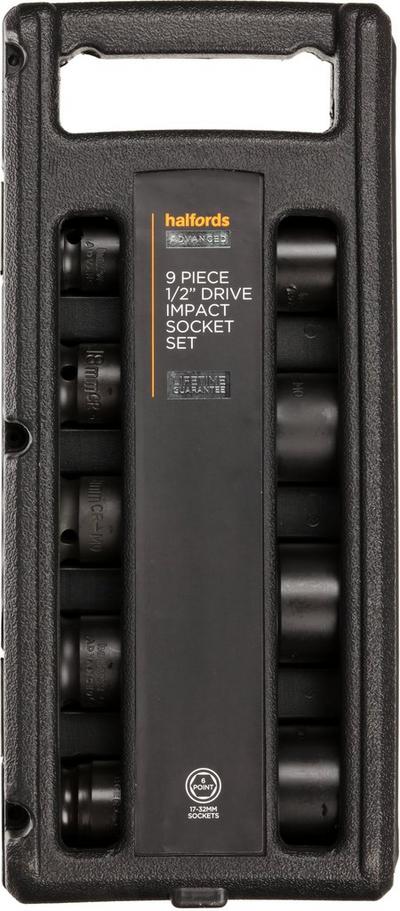 Halfords Advanced 9 Piece 1/2” Drive Impact Socket Rail Set Halfords Advanced 9 Piece 1/2” Drive Impact Socket Rail Set