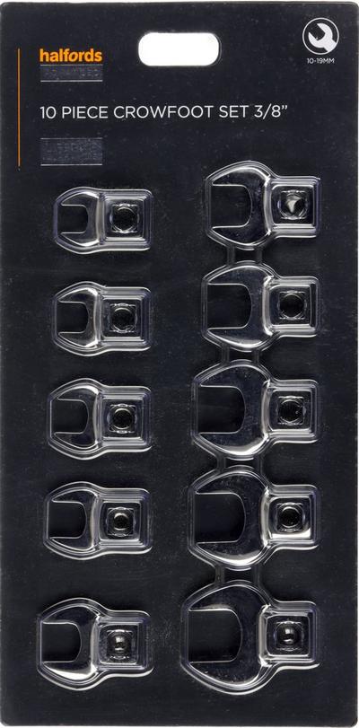 Halfords Advanced 10 Piece 3/8” Drive Crowfoot Set Halfords Advanced 10 Piece 3/8” Drive Crowfoot Set
