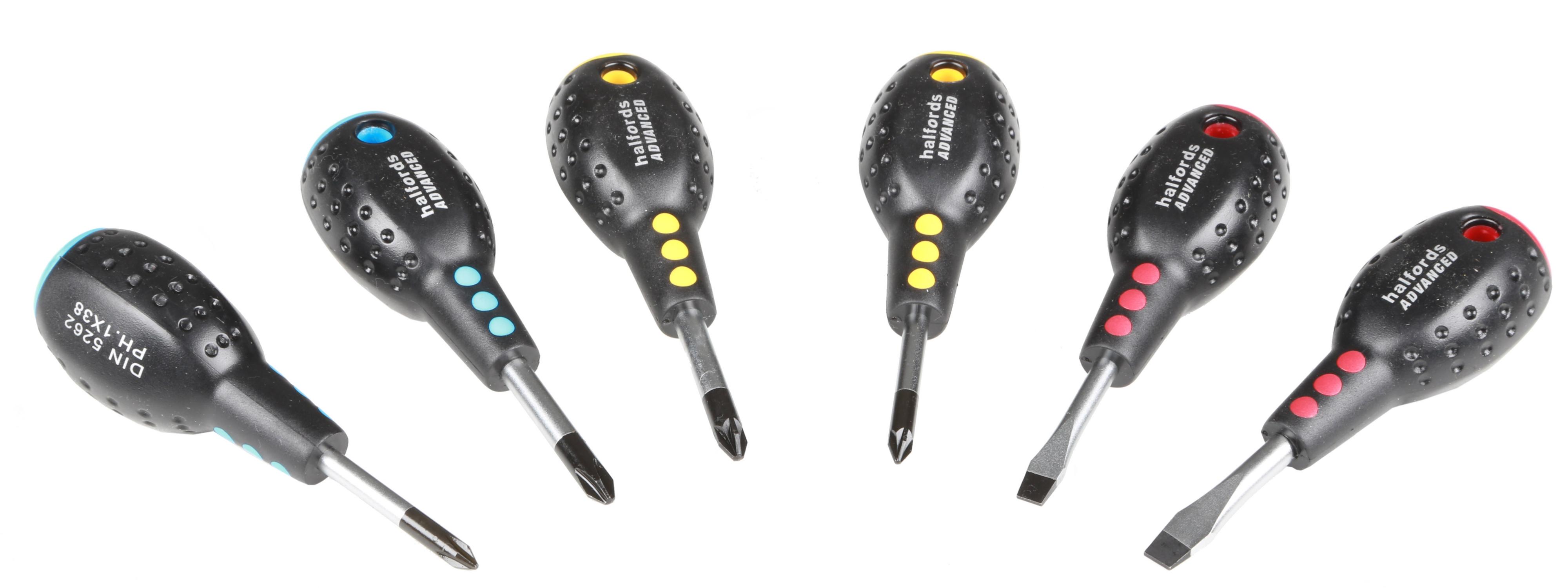 Halfords Advanced 6 Piece Stubby Screwdriver Set