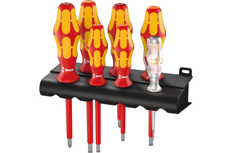 Wera Screwdriver Rack set Kraftform Plus Series 100 with single-pole phase tester, 7 pieces Wera Screwdriver Rack set Kraftform Plus Series 100 with single-pole phase tester, 7 pieces