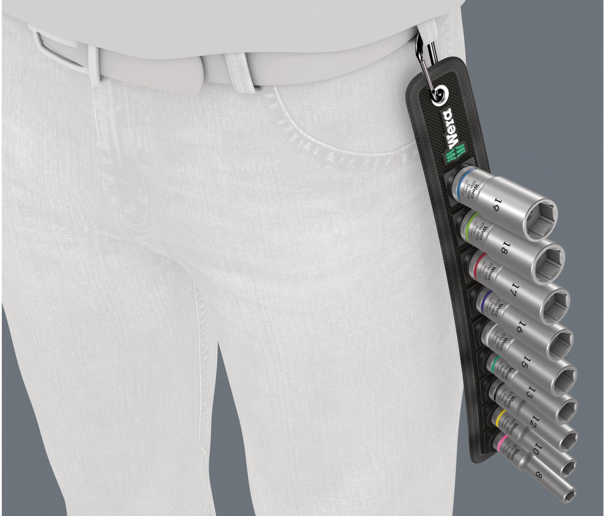 Wera Belt B Deep 1 socket set, 3/8" drive, 9 pieces