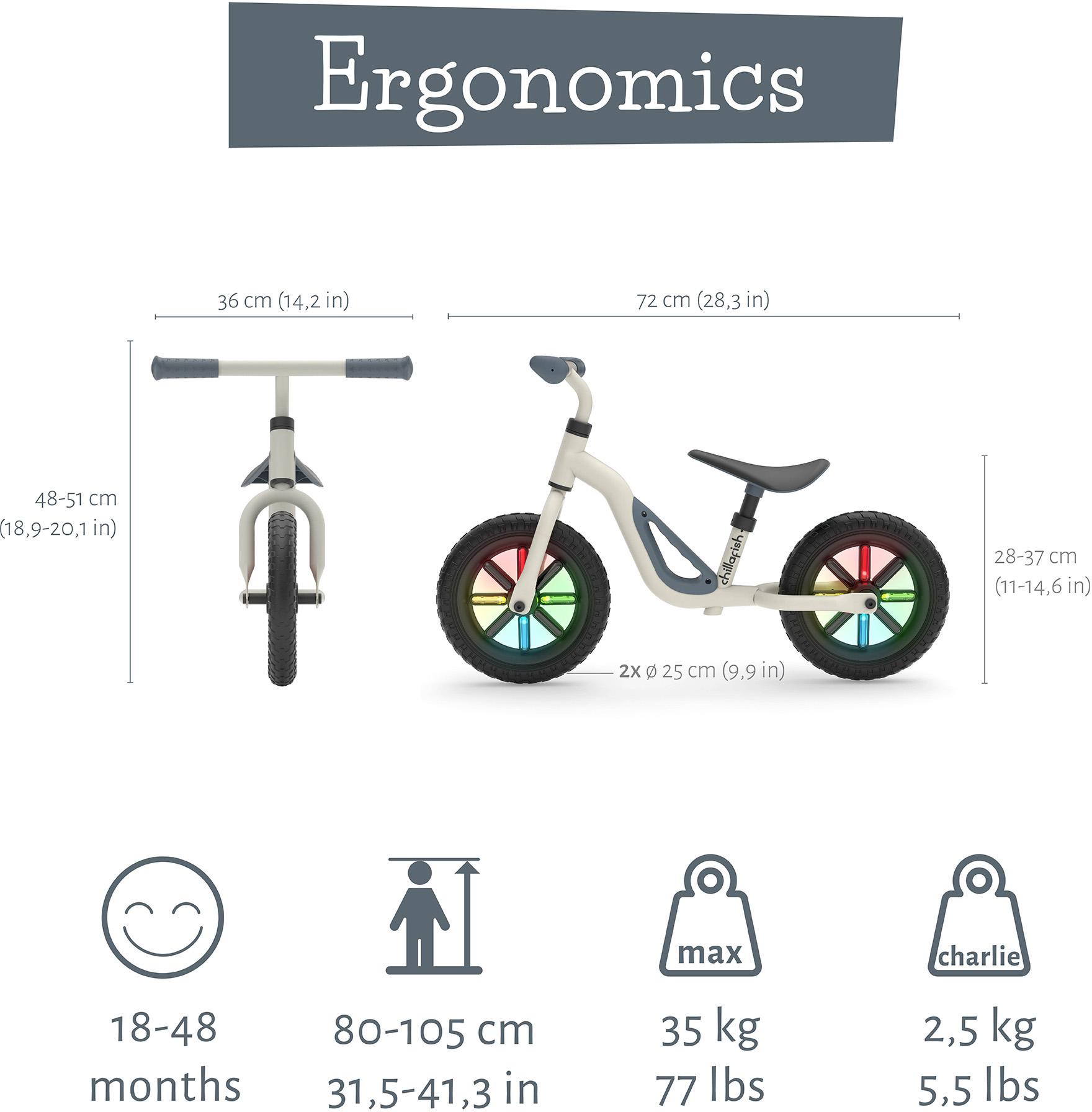 Chillafish Charlie Glow Balance Bike, Beige - 10" Wheel