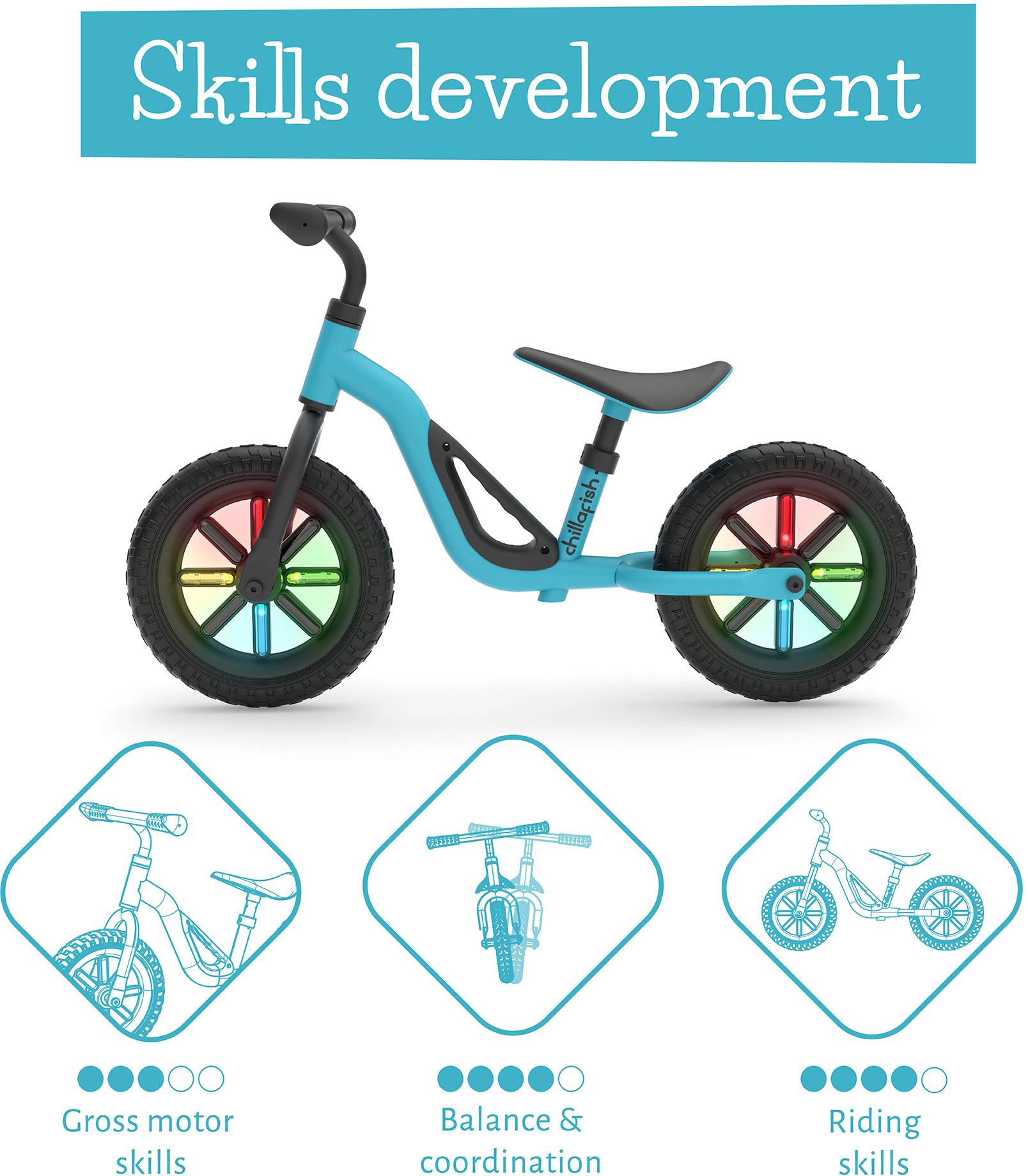 Chillafish Charlie Glow Balance Bike, Sky Blue - 10" Wheel
