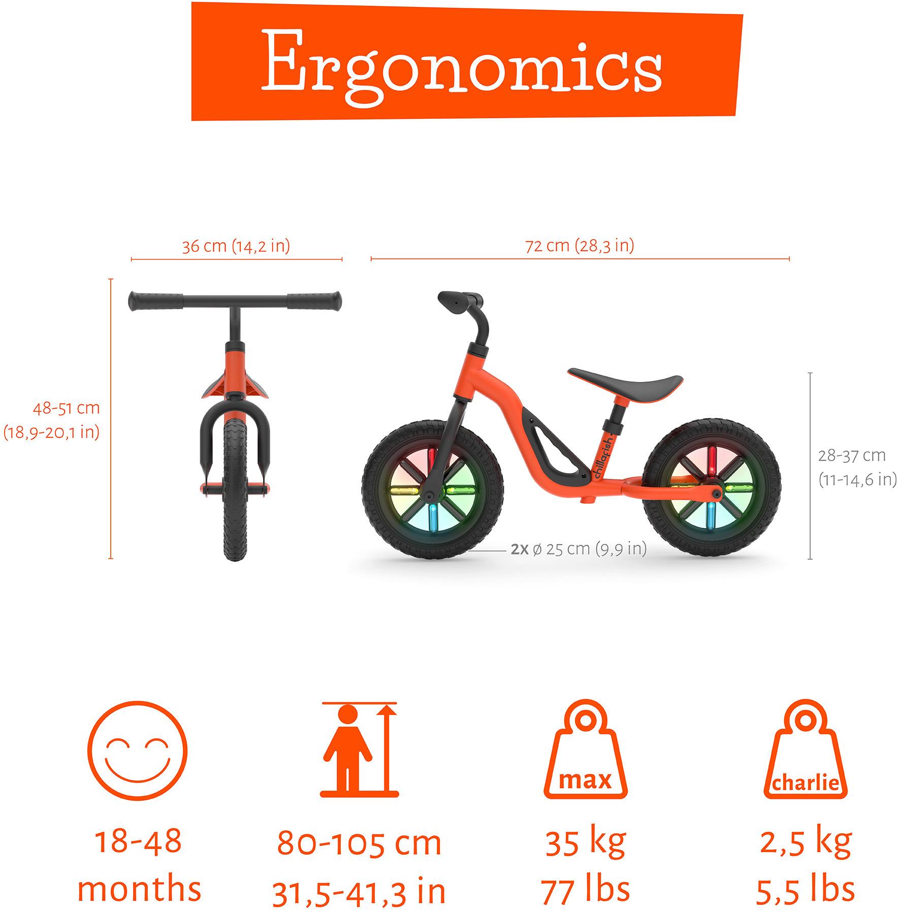 Chillafish Charlie Glow Balance Bike - 10" Wheel - Orange