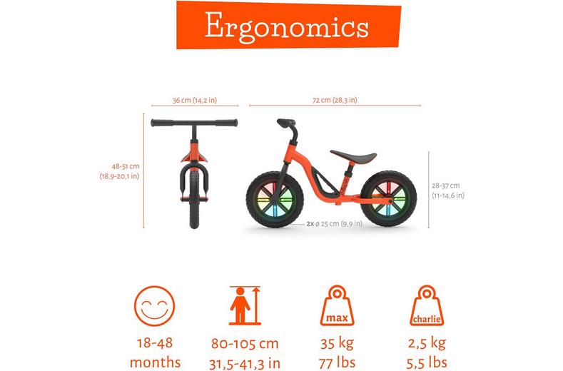 Chillafish Charlie Glow Balance Bike - 10" Wheel - Orange Chillafish Charlie Glow Balance Bike - 10" Wheel - Orange