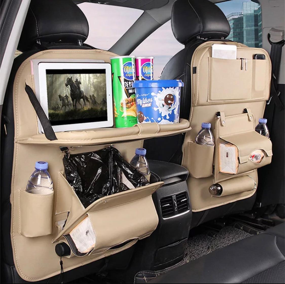 LuxCar Back Seat Organiser Beige Halfords UK