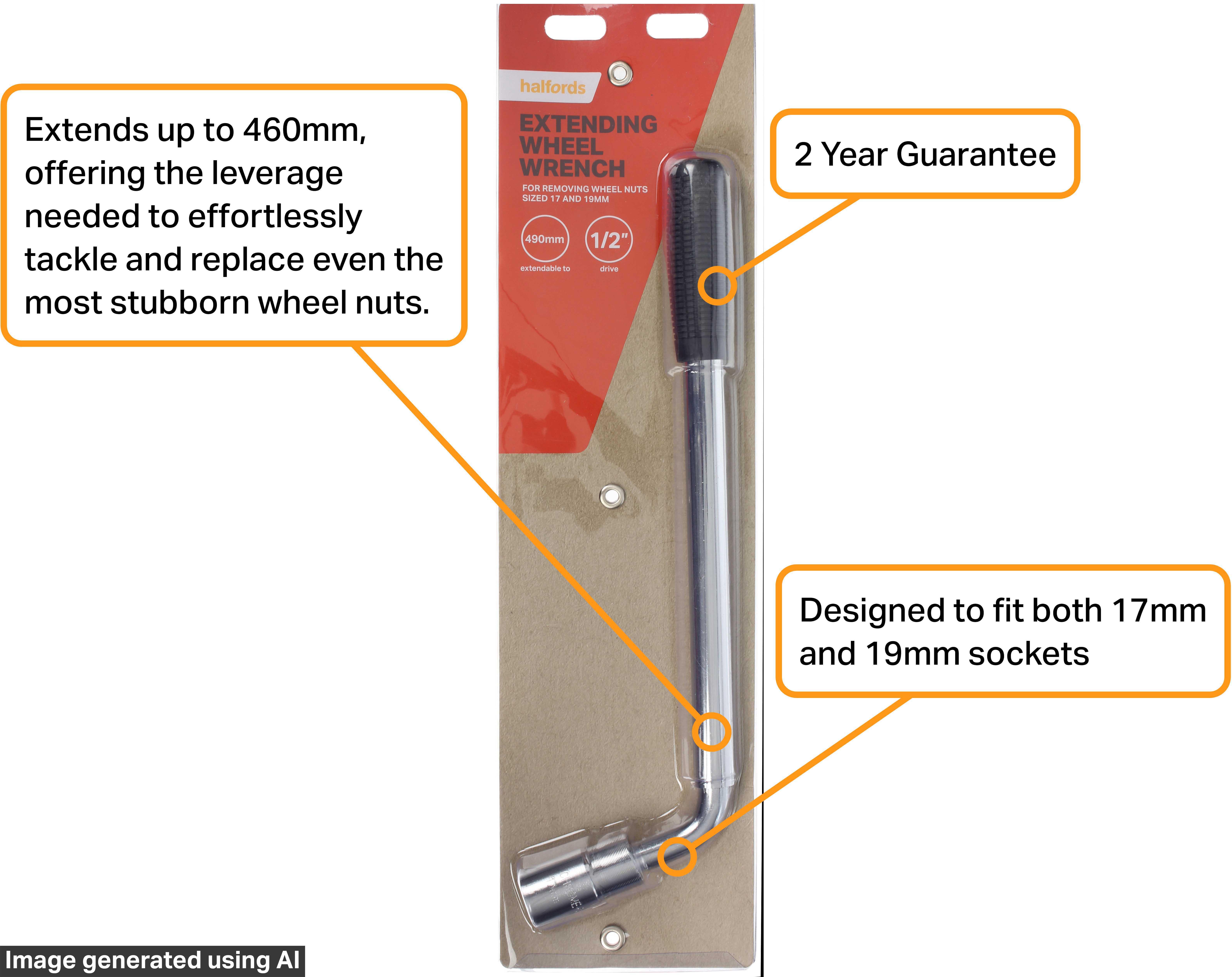 Halfords Extending Wheel Nut Wrench