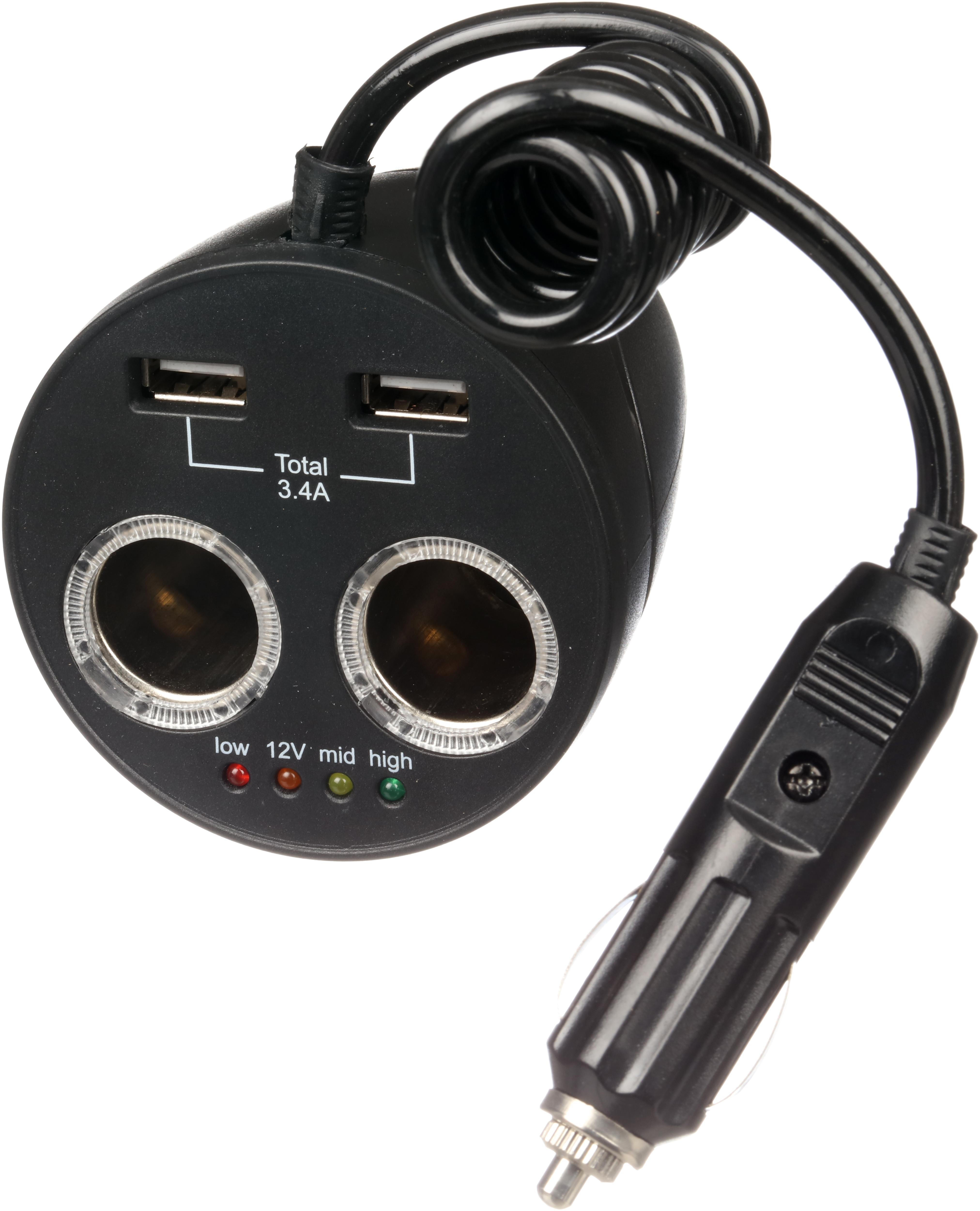 2× 12V Power Sockets with 2 x USB