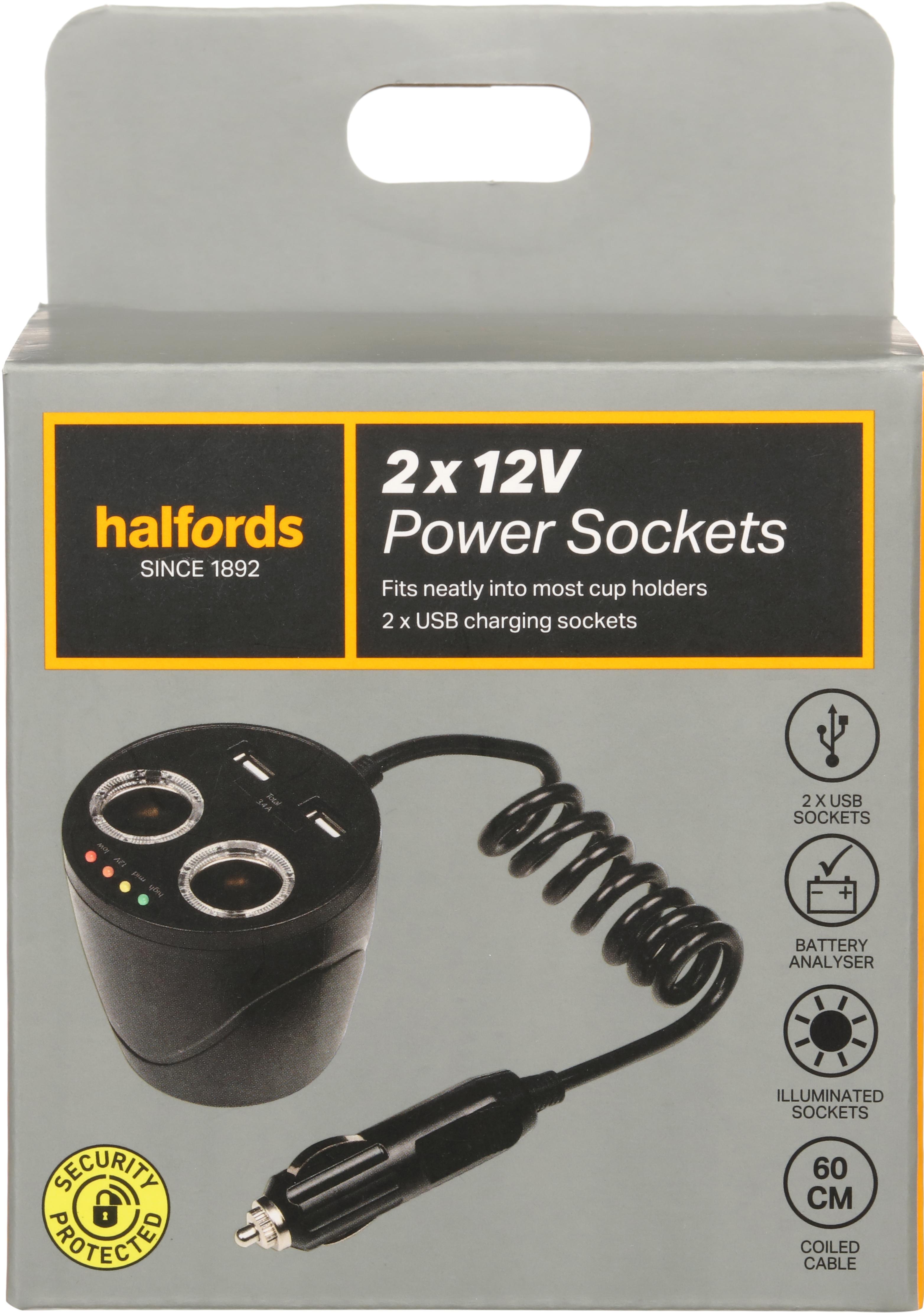 2× 12V Power Sockets with 2 x USB