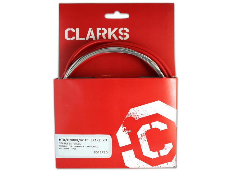 Clarks Stainless Steel Universal Front and Rear Brake Cable Kit - Red